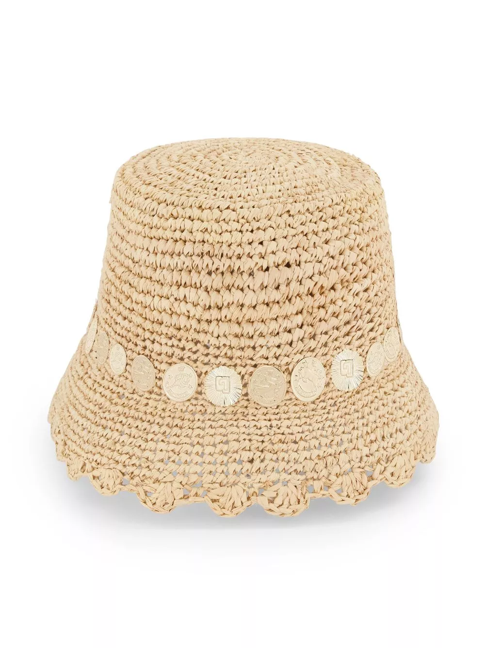 Cheap Rabanne coin-embellished woven hat Women 0114