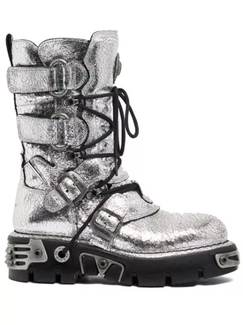 Rabanne x New Rock metallic leather boots Women 0118