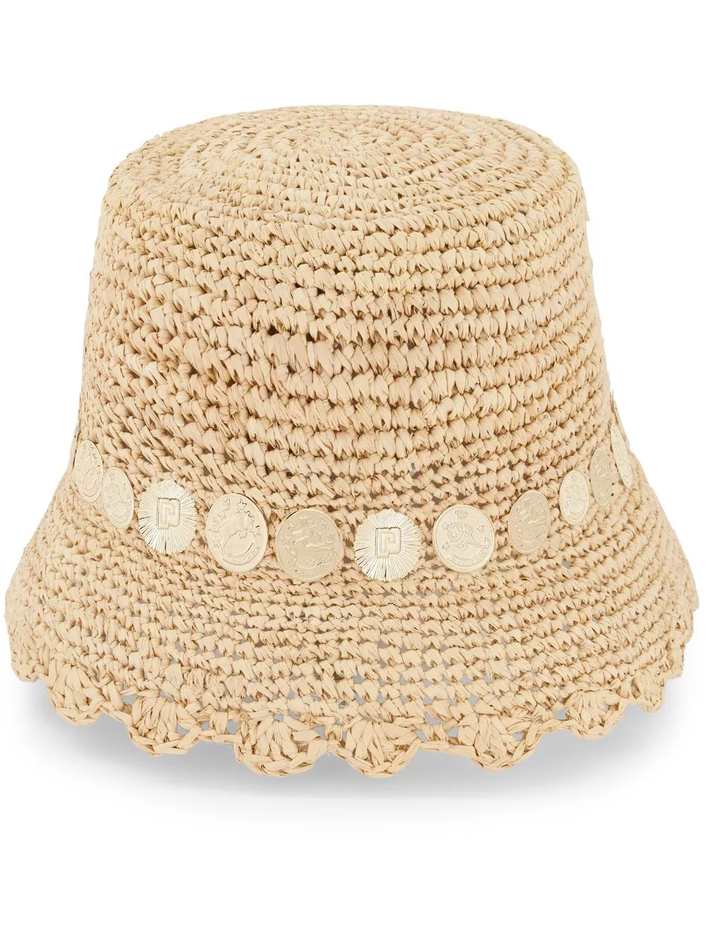 Rabanne coin-embellished woven hat Women 0114