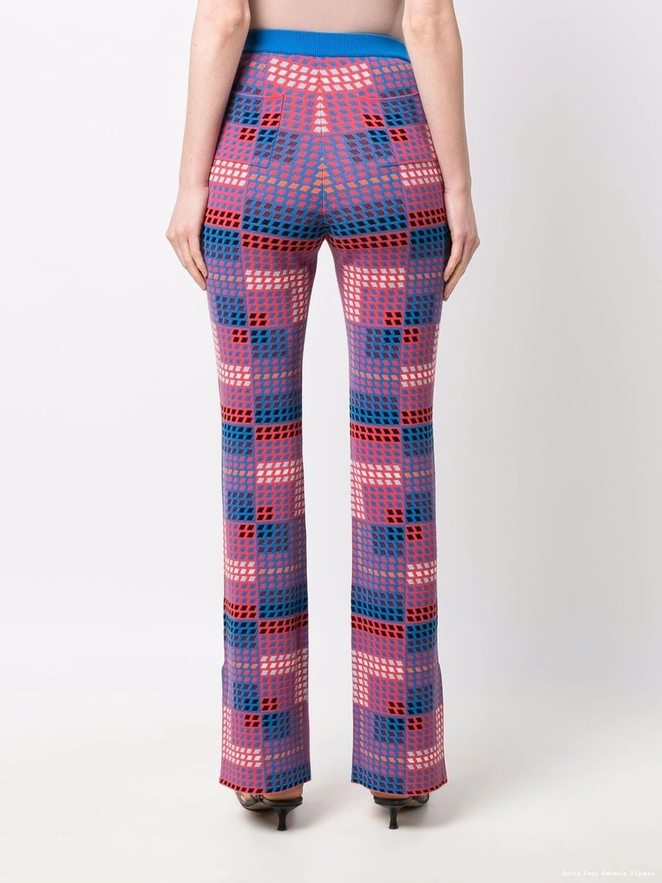 Affordable geometric-print knitted Women Rabanne trousers 0304