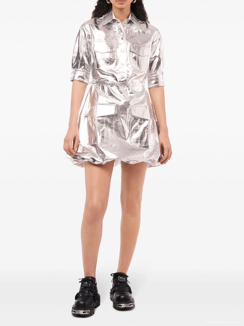 Cheap metallic Rabanne patch-pocket minidress Women 0303