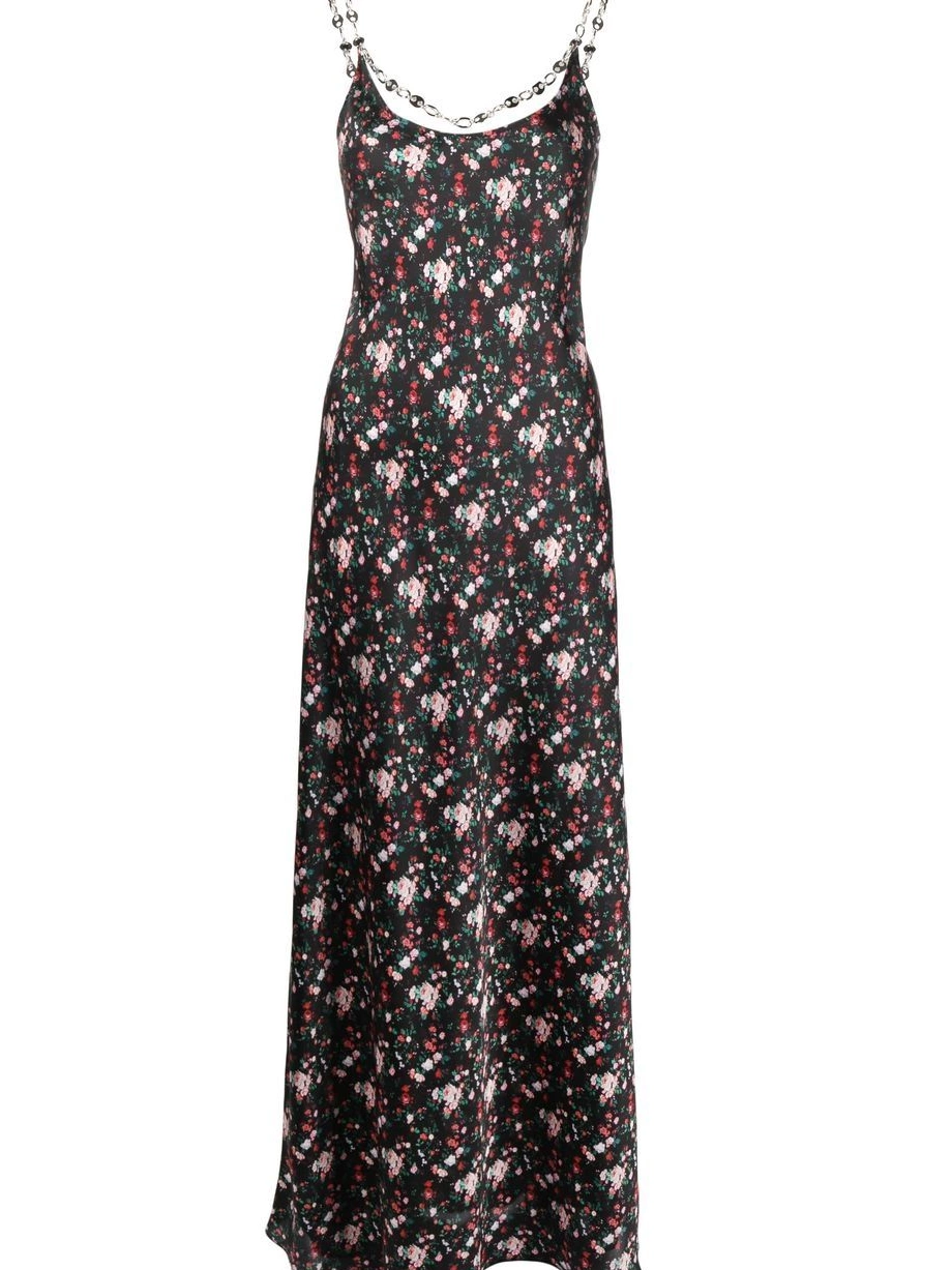 Affordable Women maxi floral-print chain-link Rabanne dress 0304