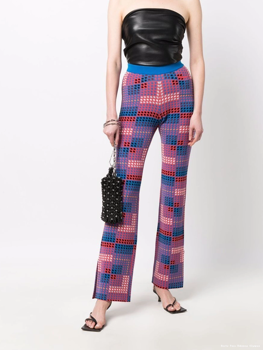 Affordable geometric-print knitted Women Rabanne trousers 0304