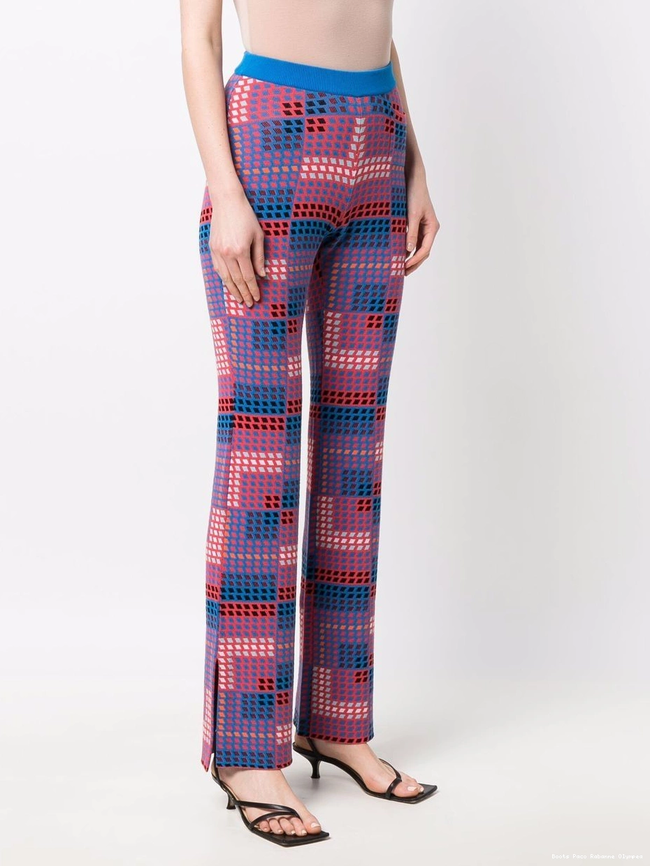 Affordable geometric-print knitted Women Rabanne trousers 0304