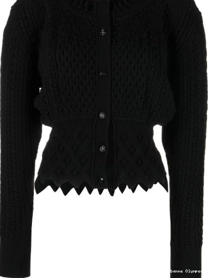 Cheap cardigan Women waffle-knit scallop hem Rabanne 0309